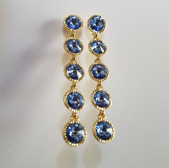 Ted Baker Jewelry - Ted Baker Gold Blue Crystal Drop Earrings